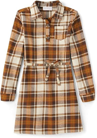 Girls Long Sleeve Plaid Fall Fashion Dress